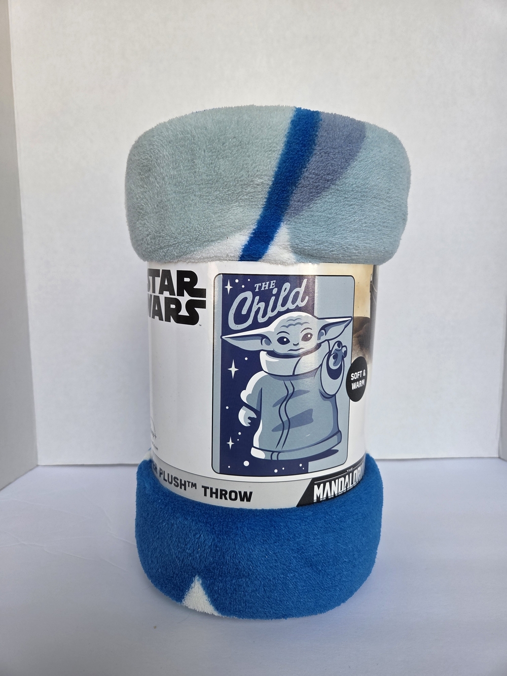 Brand New Star Wars The Child Plush Throw - Light Blue, Blue, Gray